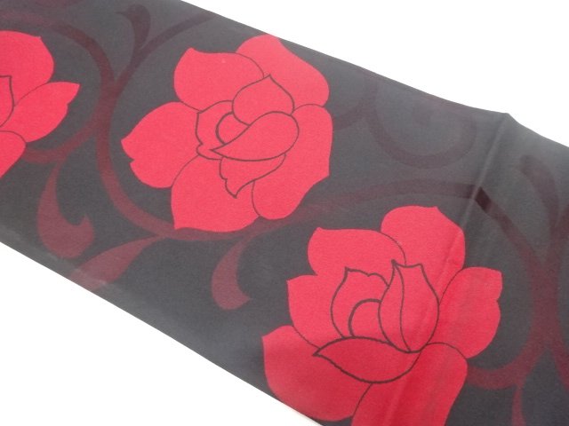 JAPANESE KIMONO / ANTIQUE FUKURO OBI / SILK / WOVEN FLOWER ARABESQUE